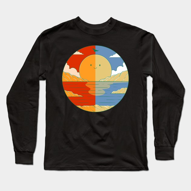 Sunset and Sunrise Long Sleeve T-Shirt by Artthree Studio